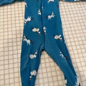 Hanna Andersson Teal Unicorn Print Footie Pajamas